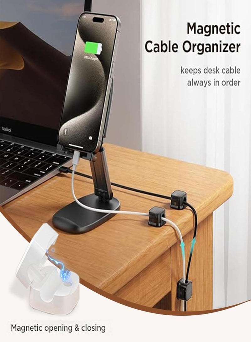 6 Pack Magnetic Cable Clip Black and White Cable Management USB Cable Power Cord Cable Clip for Home Office Desk Phone Car Wall Mount Desktop Nightstand - Image 3