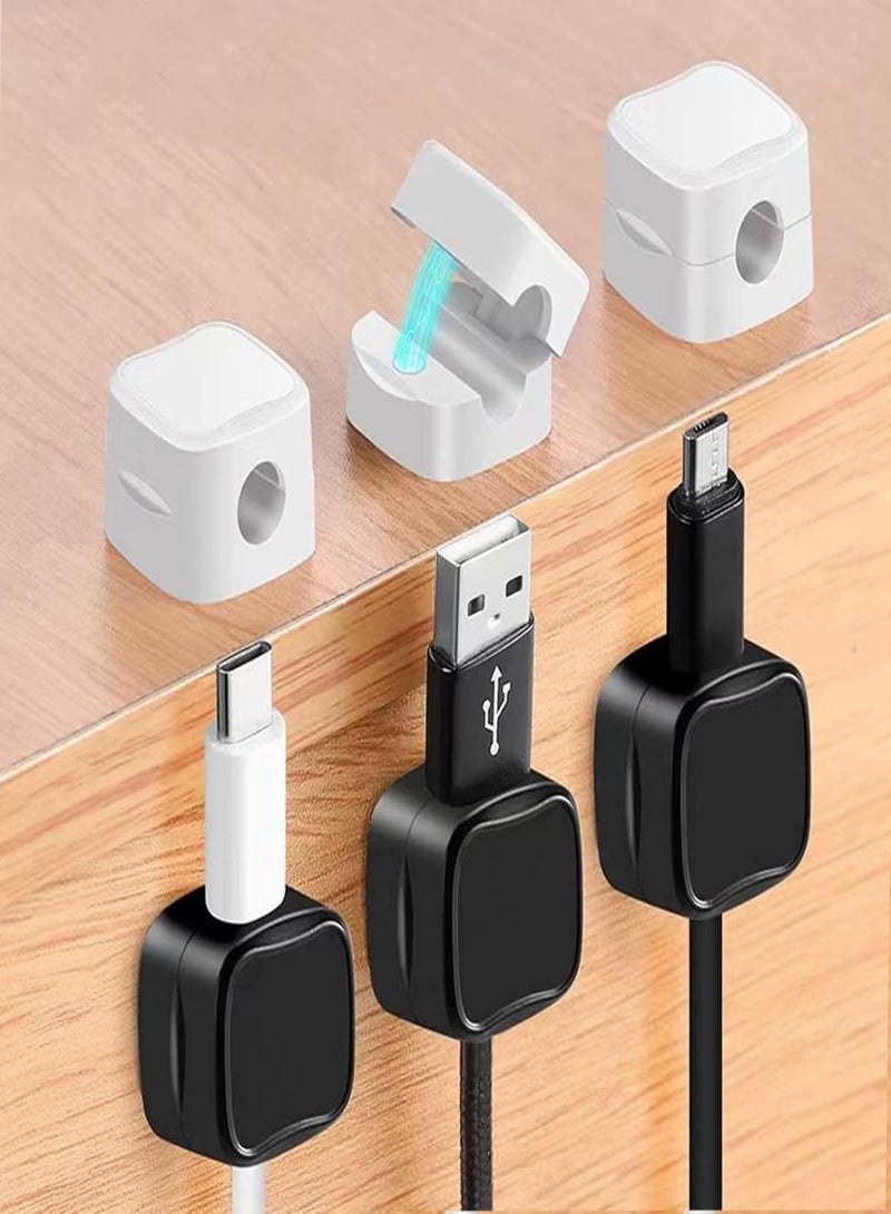 6 Pack Magnetic Cable Clip Black and White Cable Management USB Cable Power Cord Cable Clip for Home Office Desk Phone Car Wall Mount Desktop Nightstand - Image 2