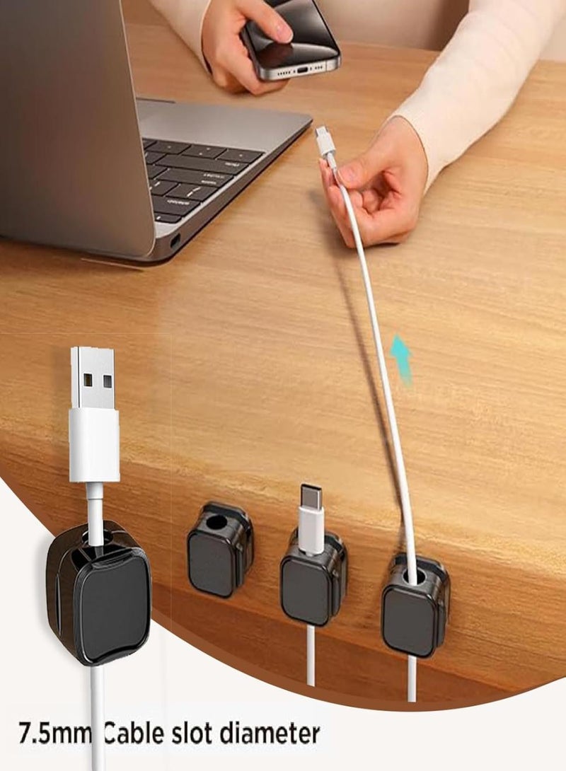 6 Pack Magnetic Cable Clip Black and White Cable Management USB Cable Power Cord Cable Clip for Home Office Desk Phone Car Wall Mount Desktop Nightstand - Image 4