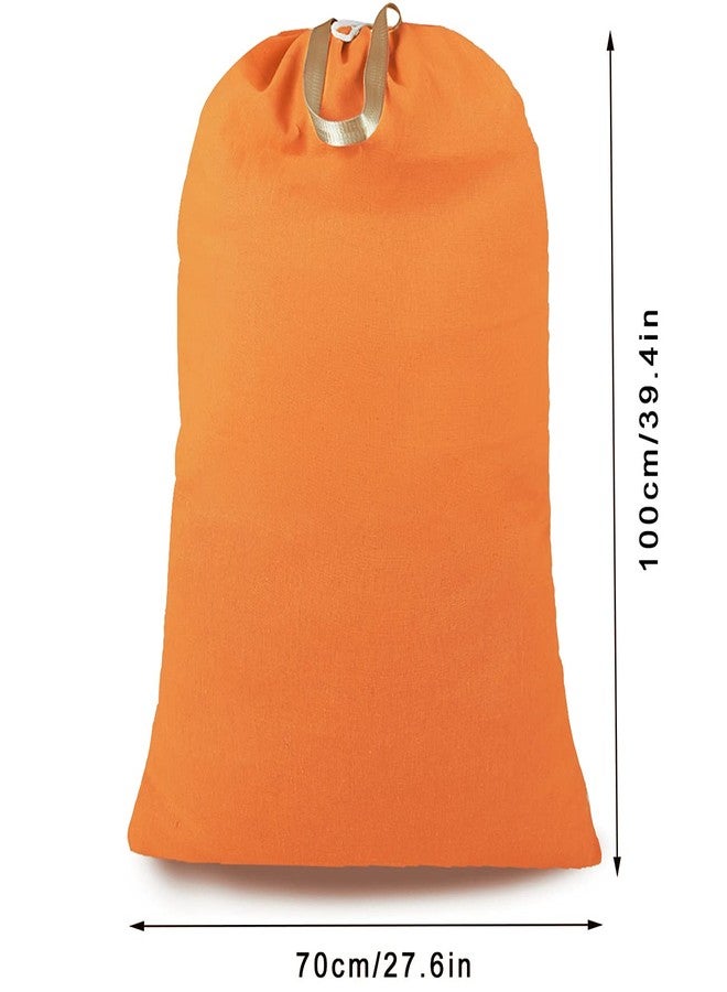 SANFERGE Heavy Duty Laundry Bag with Drawstring and Handle, Extra Large Travel Dirty Clothes Bag for Laundromat and Household, Durable Rip-Stop Laundry Hamper Liner, 28 x 40 Inch by SANFERGE, Orange - Image 2