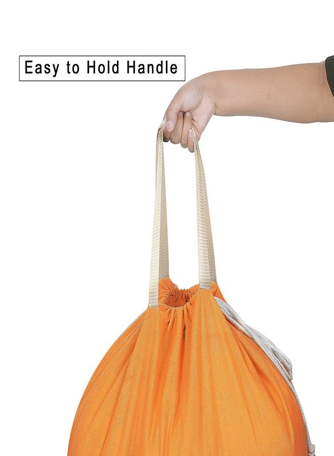 SANFERGE Heavy Duty Laundry Bag with Drawstring and Handle, Extra Large Travel Dirty Clothes Bag for Laundromat and Household, Durable Rip-Stop Laundry Hamper Liner, 28 x 40 Inch by SANFERGE, Orange - Image 3