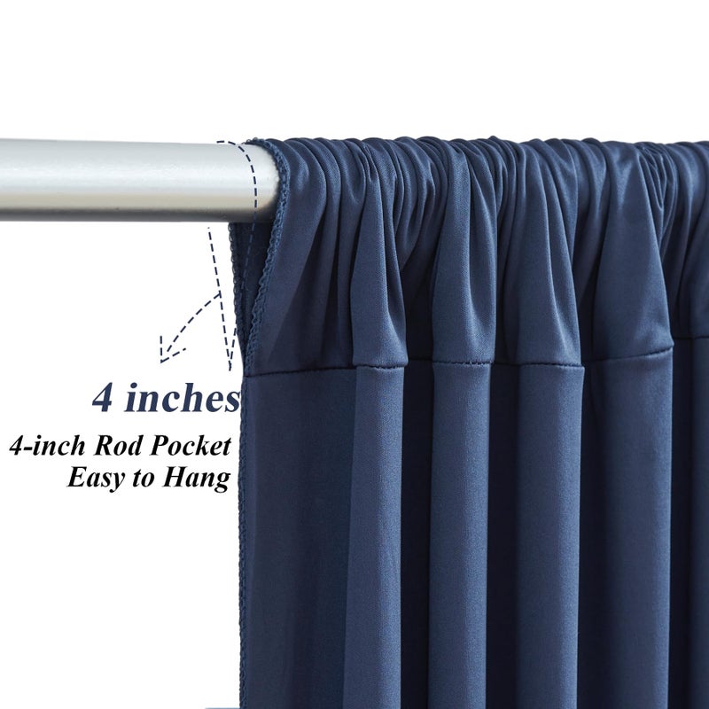 Shillance 10x10ft Navy Blue Backdrop Curtains with Lights Photo Drapes Wrinkle Free Fabric Backdrop Curtain for Wedding Birthday Party Baby Shower Bridal Shower Home Party Background Decorations - Image 3