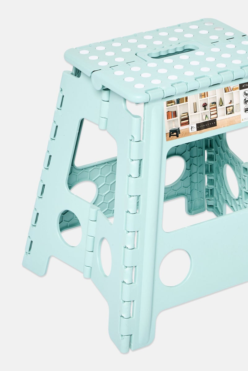 LIFESTYLE كرسي خطوة قابل للطي من البلاستيك بحجم 16 بوصة مع مقبض، أخضر فاتح - Image 4