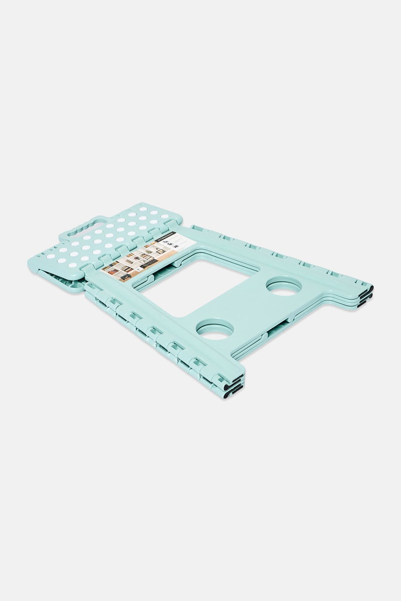 LIFESTYLE كرسي خطوة قابل للطي من البلاستيك بحجم 16 بوصة مع مقبض، أخضر فاتح - Image 3