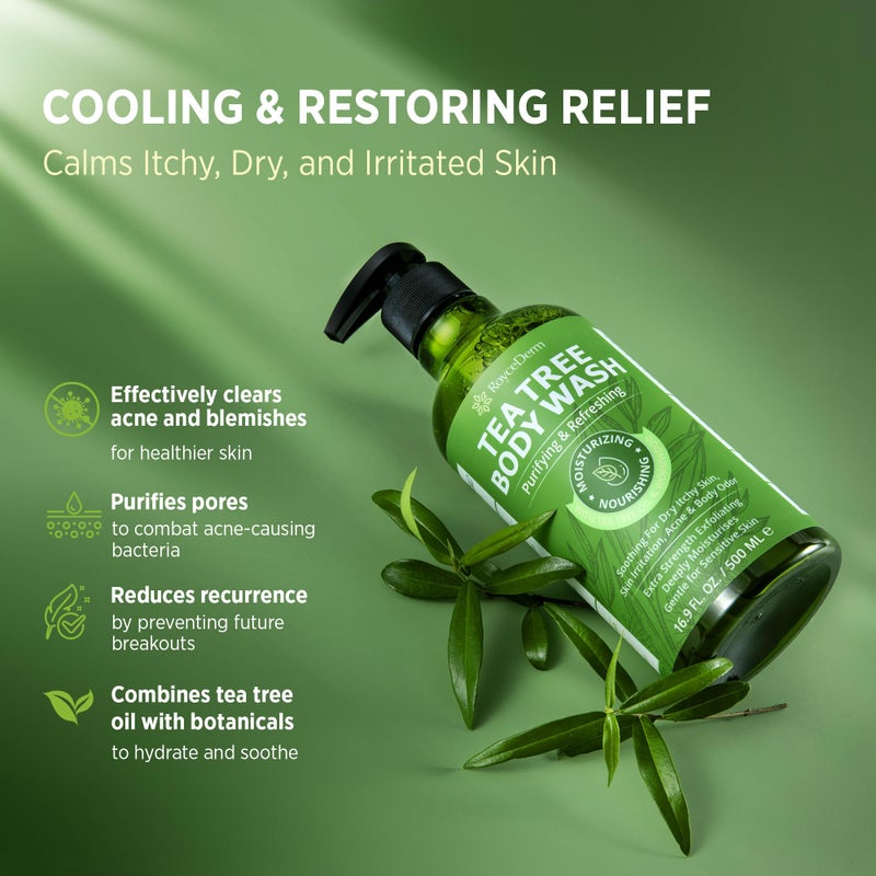 Roycederm Antifungal Body Wash & Soap, Antibacterial, Tinea Versicolor, Tea Tree Body Wash, Back Acne, Folliculitis, For Jock Itch, Athletes Foot, Body Odor, Ringworm - Image 2