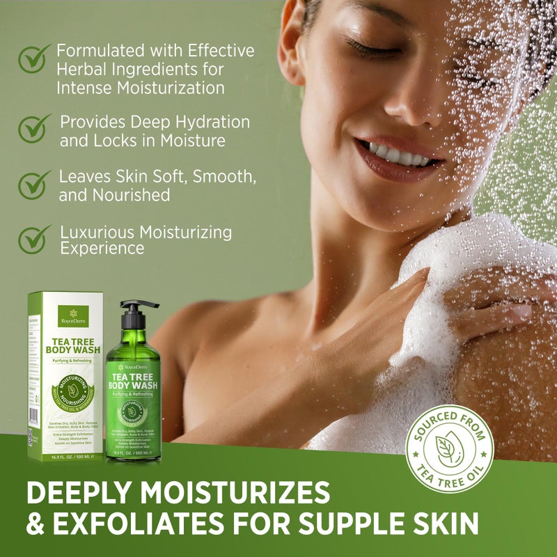 Roycederm Antifungal Body Wash & Soap, Antibacterial, Tinea Versicolor, Tea Tree Body Wash, Back Acne, Folliculitis, For Jock Itch, Athletes Foot, Body Odor, Ringworm - Image 3