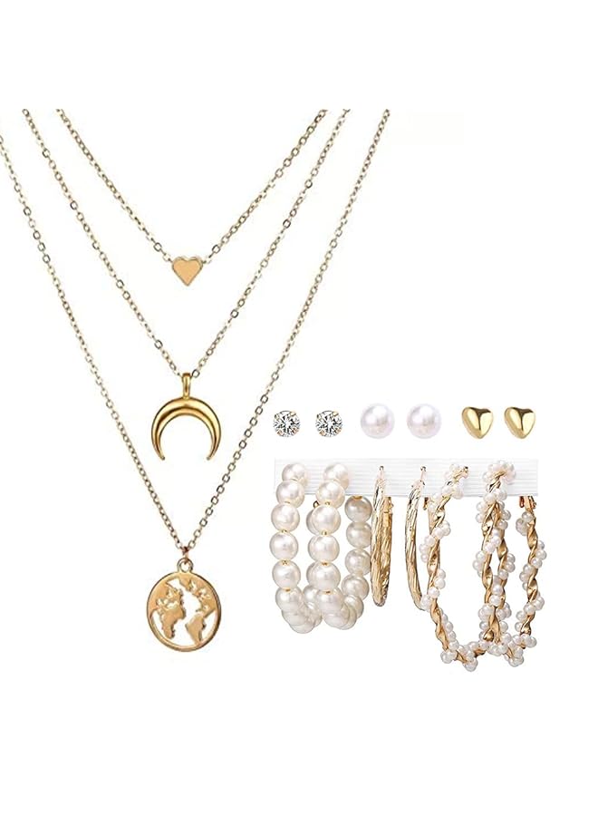 YouBella Fashion Jewelery Gold Plated Necklace And Earrings Combo Jewelery Set For Girls And Women Gold - Image 1