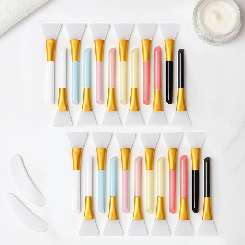 26 Pcs Face Mask Brush Applicator Set 24 Silicone Facial Brushes with 2 Spatulas Reusable Hygienic Tools for Applying Clay Masks Creams Serums Skincare Applicator for Home Salon Use