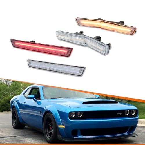 ADIIL 4x LED Clear Lens Side Marker Lights Replacement for 2018-22 Dodge Challenger Widebody Front Rear Fender OEM Fit Sidemarker Lamps - Image 1