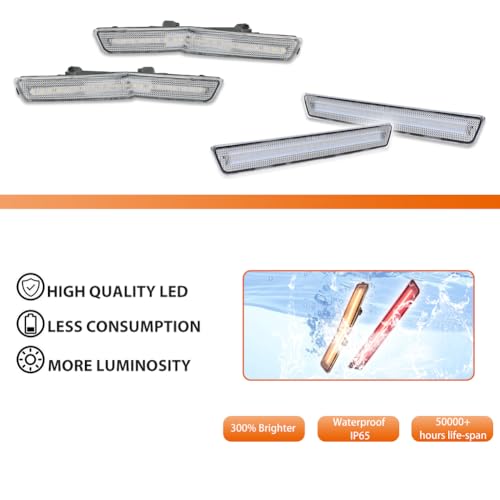 ADIIL 4x LED Clear Lens Side Marker Lights Replacement for 2018-22 Dodge Challenger Widebody Front Rear Fender OEM Fit Sidemarker Lamps - Image 3