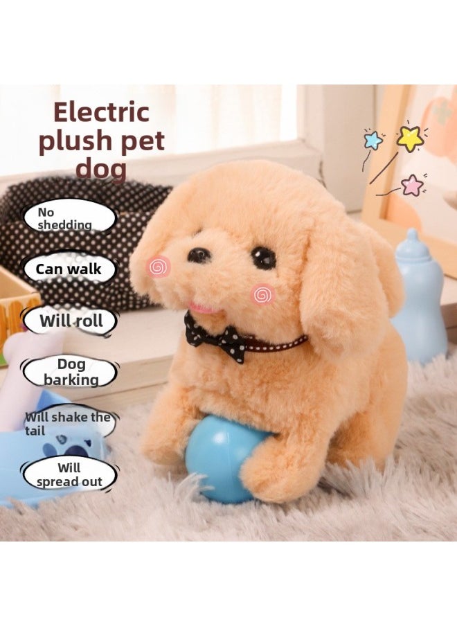 Children's Pet Dog Toy Walking Electric Simulation Plush Dog Will Call Boys And Girls Baby Cute Pet Dog Electronic Dog-Color:Chai Dog Package 1: Standard Kennel Bow Tie 4-piece Set-Specifications:[battery Version] Battery Screwdriver  - Image 5