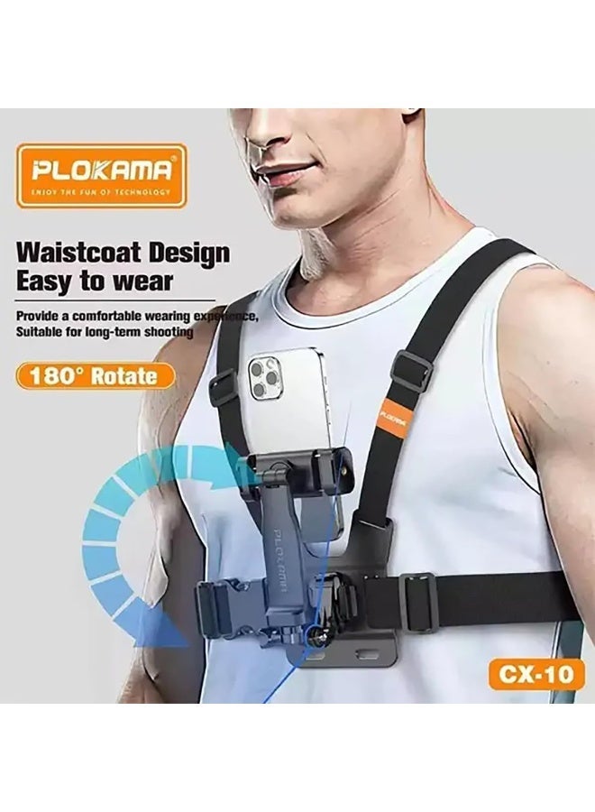 CX-10 Chest Mount Camera Holder, Adjustable Chest Strap, Mobile Phone Belt Clip by Bluecoma - Image 5