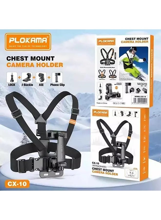 CX-10 Chest Mount Camera Holder, Adjustable Chest Strap, Mobile Phone Belt Clip by Bluecoma - Image 2