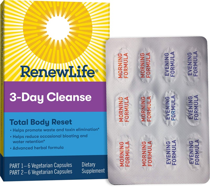 Renew Life Adult Cleanse Total Body Reset Advanced Herbal Formula 2Part 3Day Program Gluten Dairy Soy Free 12 Vegetarian Capsules - Image 1
