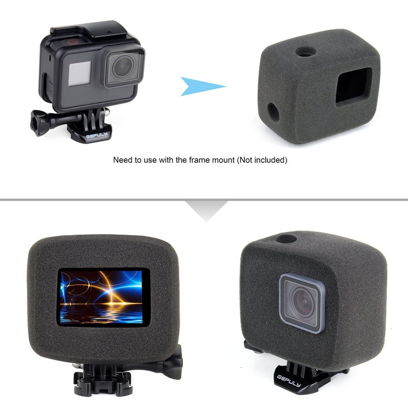 Gepuly 2-Pack Windslayer Housing Frame Case Wind Cover For Gopro Hero 7 6 5 Black Reduces Wind Noise For Optimal Audio Recording - Image 3