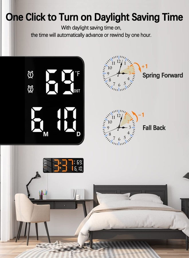 JoFomp Digital Wall Clock - 13" Large LED Display, Loud Alarm, Remote Control, DST, Auto-Dimming, Date and Day, Timer, Temperature - 12/24H Format - Ideal for Living Room, Bedroom, Kitchen - Image 5