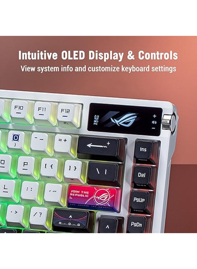 ASUS ROG Azoth X Snow 75% Custom Gaming Keyboard with hot-swappable ROG NX V2 Mechanical Switches, dye-Sublimated and semi-Translucent keycaps - Image 3