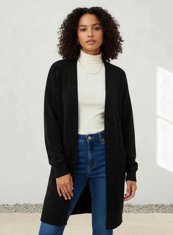 2Xtremz 2Xtremz Longline Open Front Chenille Cardigan