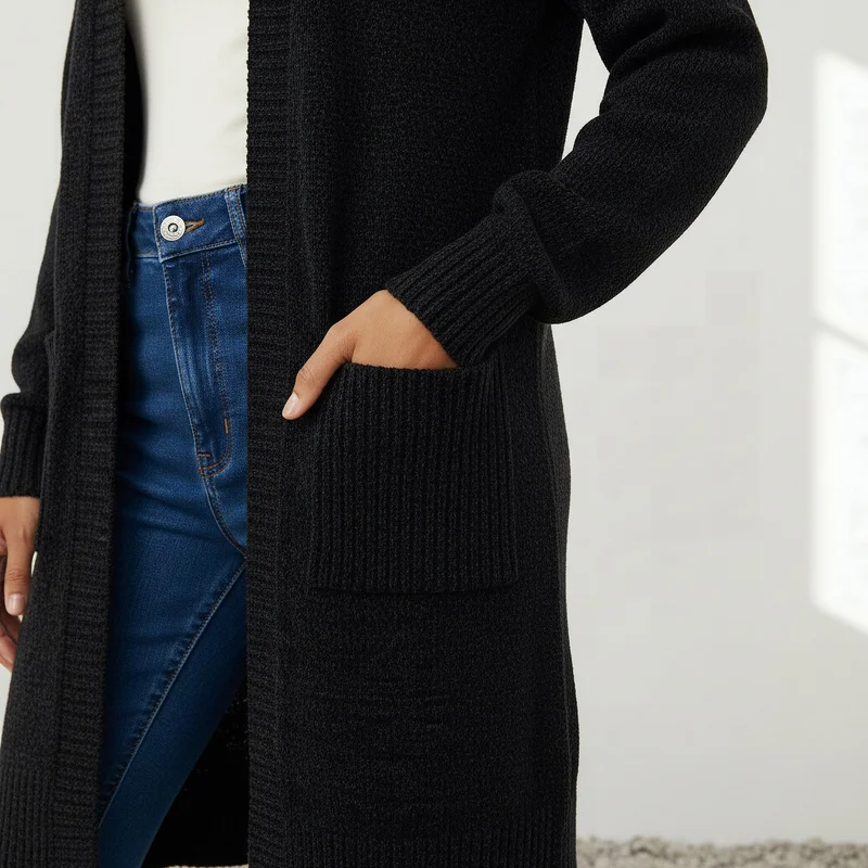 2Xtremz  2Xtremz Longline Open Front Chenille Cardigan for Women | Best Price UAE