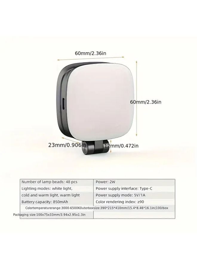 White Portable Magnetic Selfie Light Foldable LED Phone Fill Light with Mirror - Image 4