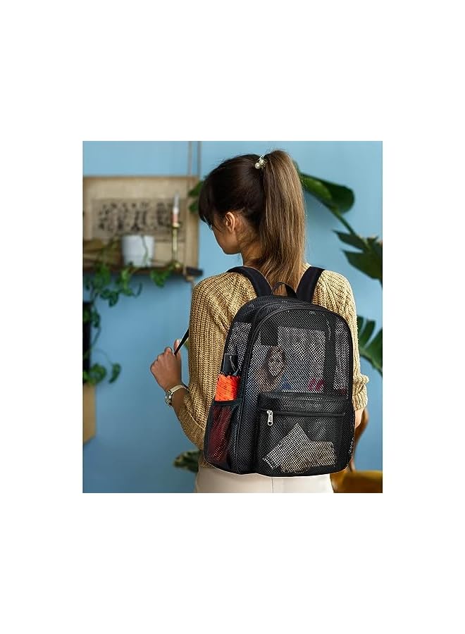 PROMASS Mesh Backpack,See Through Mesh Bookbag Semi-Transparent Student Backpack For Swimming Beach Outdoor Sports - Image 2