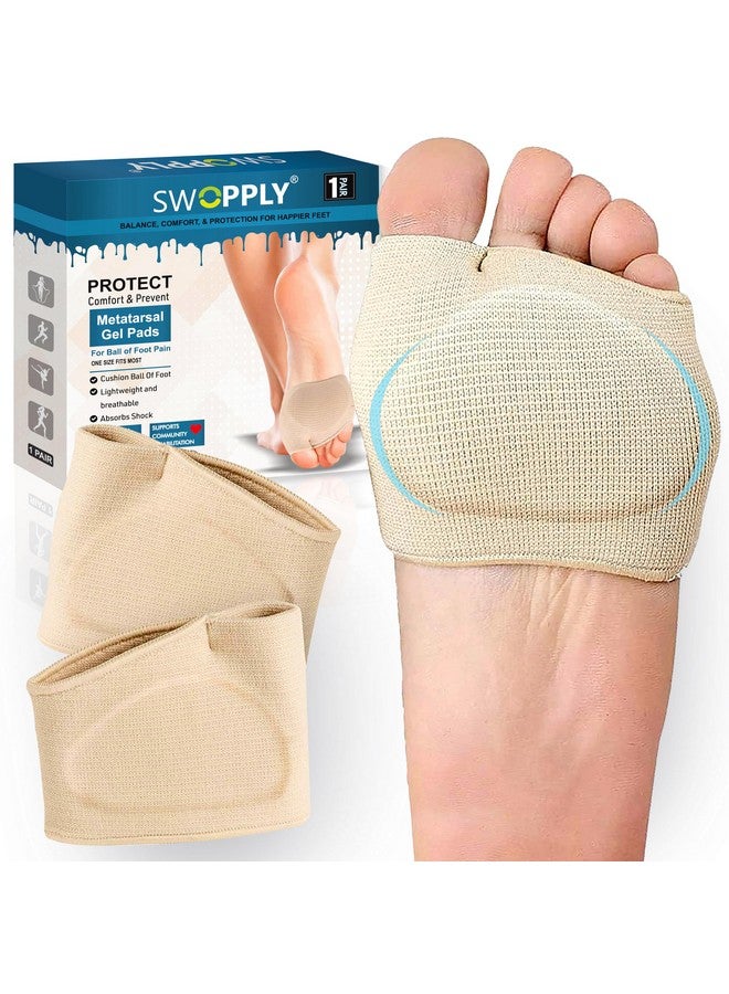 SWOPPLY Silicone Forefoot Pad for Pain Relief - Hallux Valgus Bunion Sleeve, Metatarsal Cushion, Ball of Foot Support for High Heels, Morton's Neuroma Relief, Bunion Corrector Toe Sleeve - Image 1