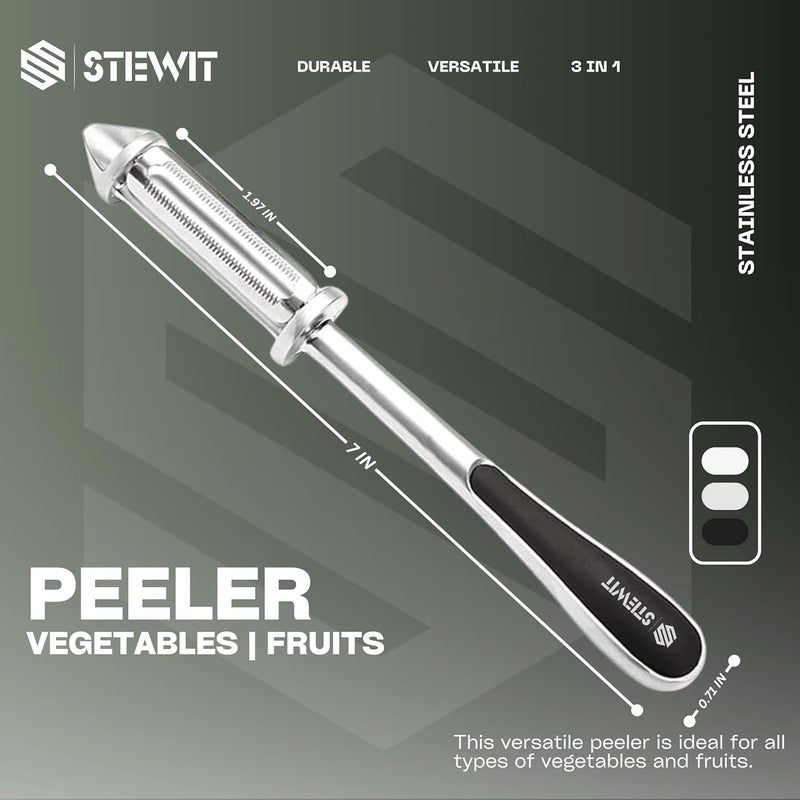 Stewit قشارة خضار وفواكه 3 في 1 متعددة الاستخدامات للمطبخ - Image 2