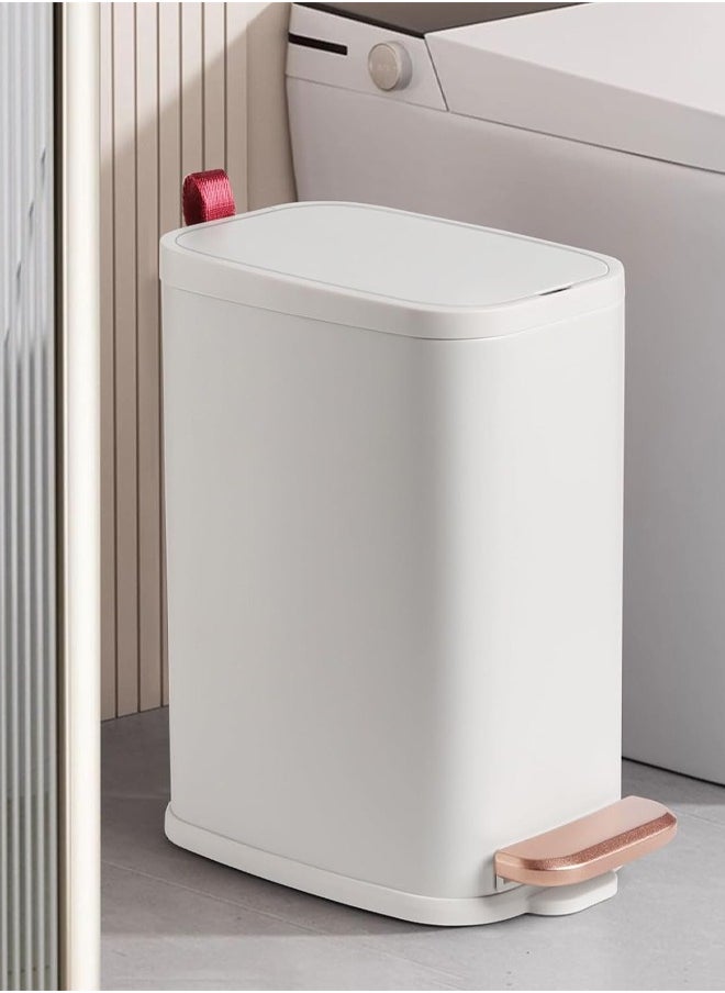 Bukela Bathroom Trash Can with Lid - Small Stainless Steel Garbage Can  6.5L Compact Metal Garbage Bin with Step Pedal, Removable Inner Bucket Slim Narrow Wastebasket for Toilet, Office, Bedroom  - Image 1