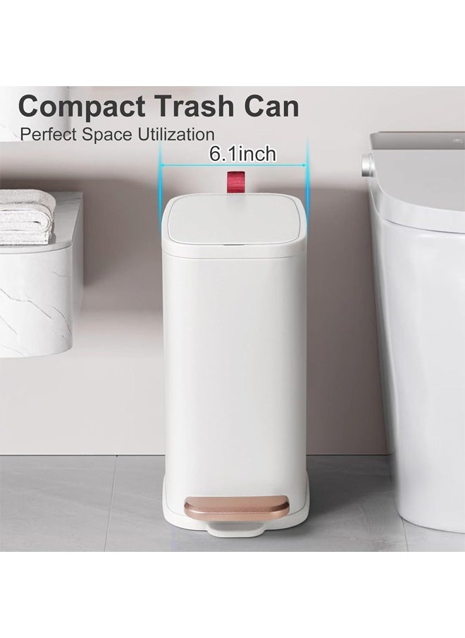Bukela Bathroom Trash Can with Lid - Small Stainless Steel Garbage Can  6.5L Compact Metal Garbage Bin with Step Pedal, Removable Inner Bucket Slim Narrow Wastebasket for Toilet, Office, Bedroom  - Image 2