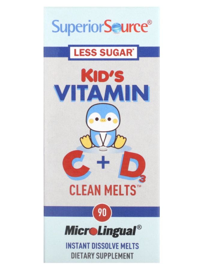 Superior Source Kid's Vitamin C + D Clean Melts 90 Instant Dissolve Melts