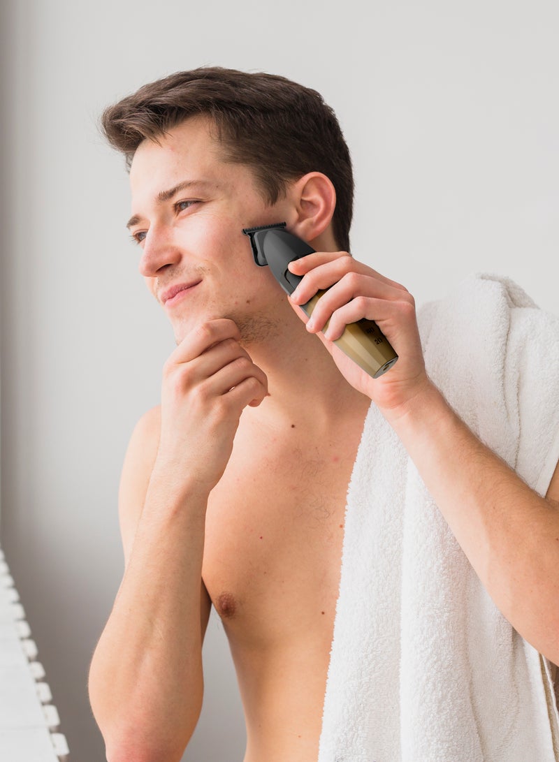 GREEN LION Edge X Hair Trimmer with 9000 RPM Motor & Powder Metallurgy & Ceramic Blade / 3 Size Guide Combs / 180 Minutes Runtime / 2000mAh Large Battery / Ergonomic Design / Battery Indicator / Type-C Charging / DC Brushed Motor - Gold Black - Image 5