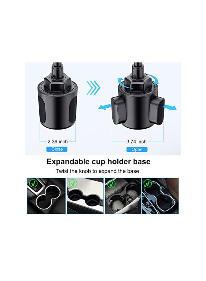 Zaboon Phone Holder for Car, Freely Adjustable Base, Mobile Phone Holder With Flexible Gooseneck, Universal Compatible With iPhone 11 Pro XS Max XR X 8, Samsung Galaxy S10 Plus S9 S8 S7 Note 10 - Image 4