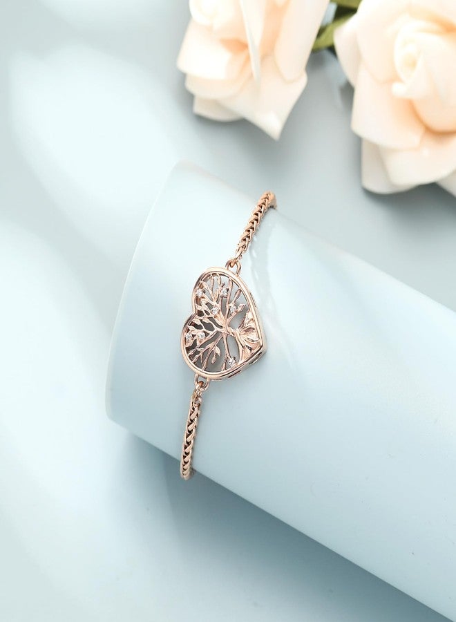 shajwo Cremation Jewelry Tree of Life Heart Urn Bracelet for Human Ashes for Women Men Adjustable Memorial Keepsake Link Bracelet,Rose Gold - Image 3