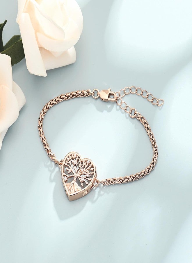 shajwo Cremation Jewelry Tree of Life Heart Urn Bracelet for Human Ashes for Women Men Adjustable Memorial Keepsake Link Bracelet,Rose Gold - Image 4