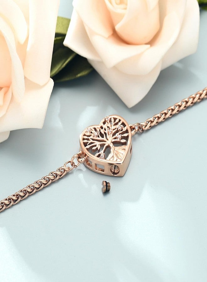 shajwo Cremation Jewelry Tree of Life Heart Urn Bracelet for Human Ashes for Women Men Adjustable Memorial Keepsake Link Bracelet,Rose Gold - Image 5