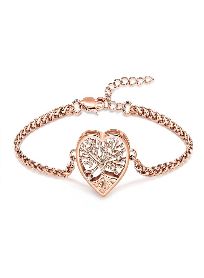 shajwo Cremation Jewelry Tree of Life Heart Urn Bracelet for Human Ashes for Women Men Adjustable Memorial Keepsake Link Bracelet,Rose Gold - Image 1