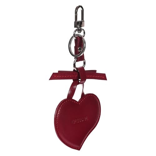 Sassora Genuine Leather Heart Shape Small Key Ring For Women (Cherry), Red - Image 5