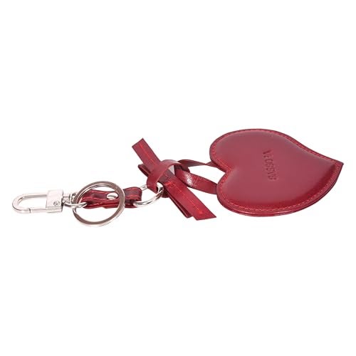 Sassora Genuine Leather Heart Shape Small Key Ring For Women (Cherry), Red - Image 2