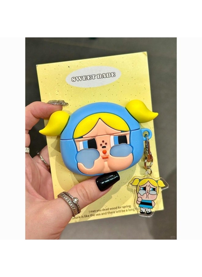 Generic - Mind Secret Force Earphone Case Suitable For Airpods4 Apple Wireless Bluetooth Earphone Case Apple 1/2/3/Pro2-Color:Pink Hood Orange-haired Little Policewoman + Pendant-Applicable Models:Airpods 3rd Generation - Image 1