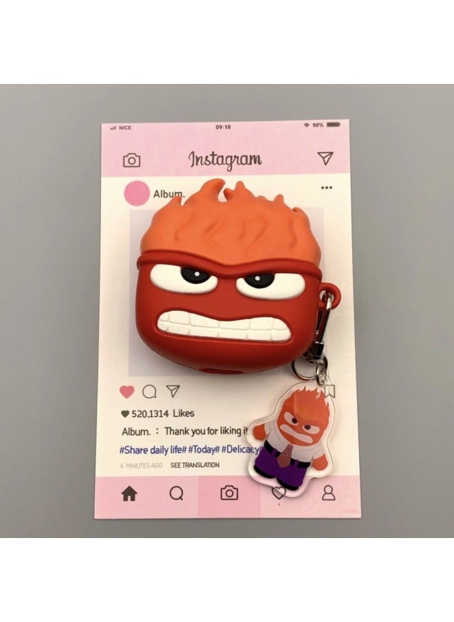 Generic - Mind Secret Force Earphone Case Suitable For Airpods4 Apple Wireless Bluetooth Earphone Case Apple 1/2/3/Pro2-Color:Pink Hood Orange-haired Little Policewoman + Pendant-Applicable Models:Airpods 3rd Generation - Image 1