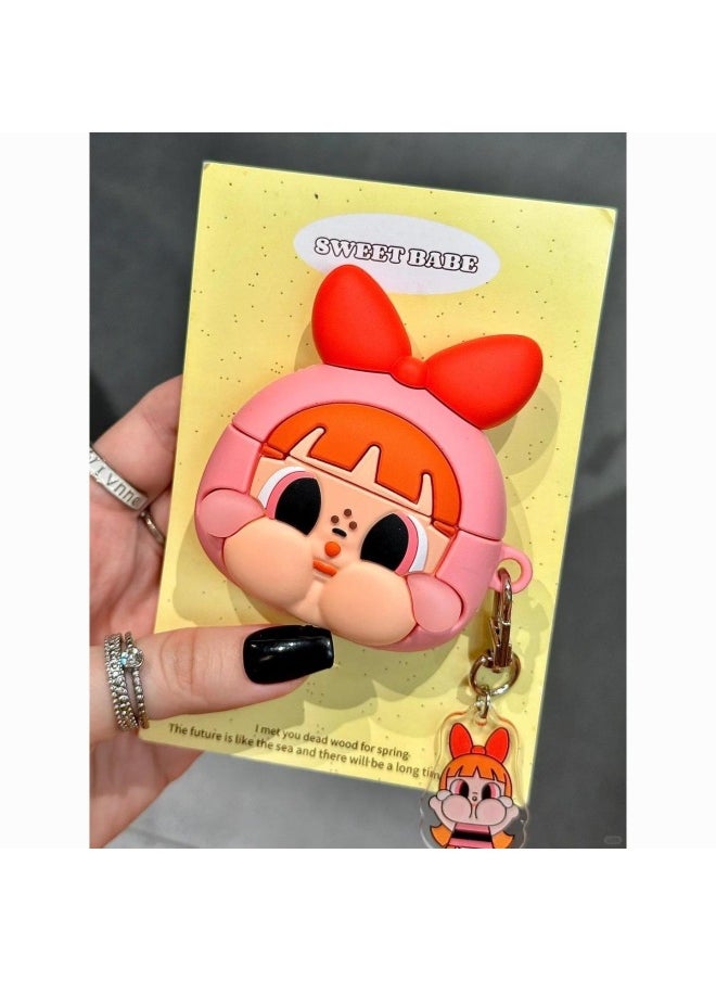 Generic - Mind Secret Force Earphone Case Suitable For Airpods4 Apple Wireless Bluetooth Earphone Case Apple 1/2/3/Pro2-Color:Pink Hood Orange-haired Little Policewoman + Pendant-Applicable Models:Airpods 3rd Generation - Image 1