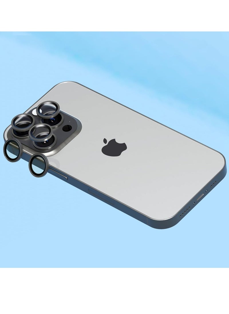 vesus Camera Lens Protectors for iPhone 15 Pro and 15 Pro Max, Aluminum Edging AR Lens Defender Scratch-Resistant, Transparent Camera Glass Grade Protective Cover (Natural Titanium) - Image 4