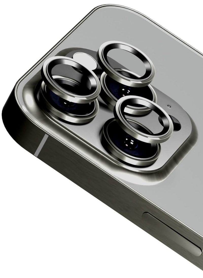 vesus Camera Lens Protectors for iPhone 15 Pro and 15 Pro Max, Aluminum Edging AR Lens Defender Scratch-Resistant, Transparent Camera Glass Grade Protective Cover (Natural Titanium) - Image 1