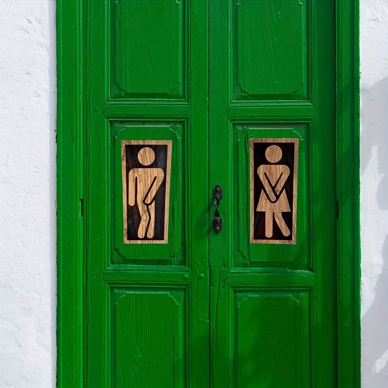 علامة مرحاض خشبي (قطعتان) - تماثيل منحوتة لرجل وامرأة - لوحة باب - Image 4