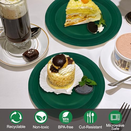 Aixuler 40Pcs Disposable Paper Plates Green,Including 20pcs 9" and 20pcs 7" Plates,Strong and Sturdy Disposable Plates for Party, Dinner, Holiday, Picnic,Birthday Party, Dinner Table, Wedding - Image 5