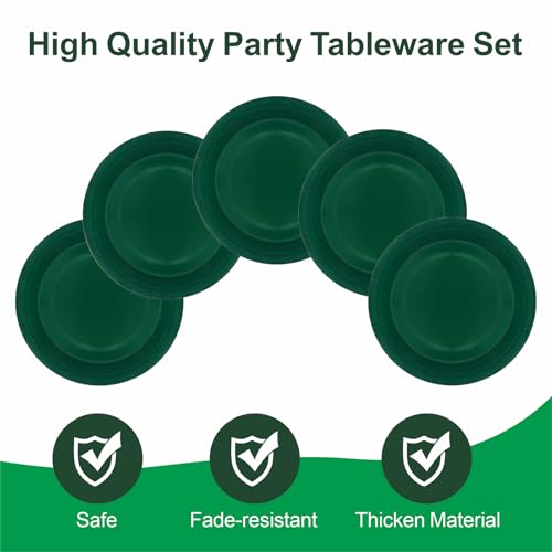 Aixuler 40Pcs Disposable Paper Plates Green,Including 20pcs 9" and 20pcs 7" Plates,Strong and Sturdy Disposable Plates for Party, Dinner, Holiday, Picnic,Birthday Party, Dinner Table, Wedding - Image 3