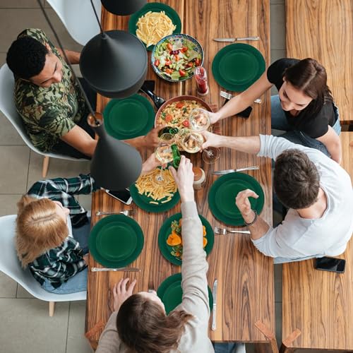 Aixuler 40Pcs Disposable Paper Plates Green,Including 20pcs 9" and 20pcs 7" Plates,Strong and Sturdy Disposable Plates for Party, Dinner, Holiday, Picnic,Birthday Party, Dinner Table, Wedding - Image 4