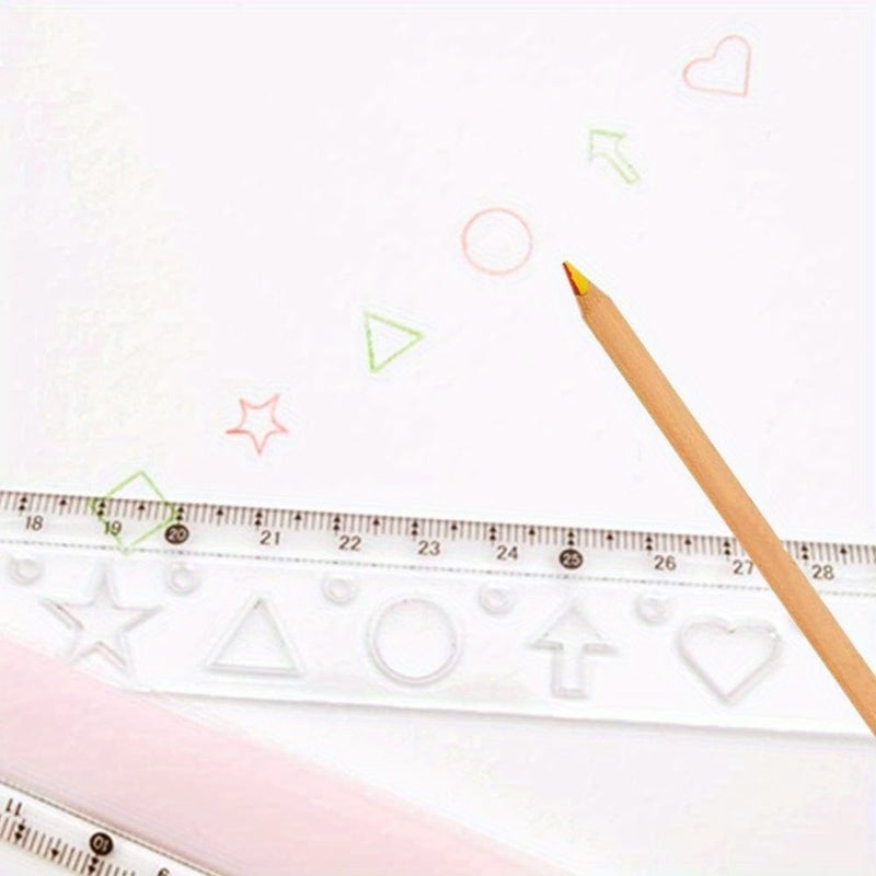 2 Pcs Green and Pink Transparent Plastic Folding Geometric Rulers for Students - Image 1