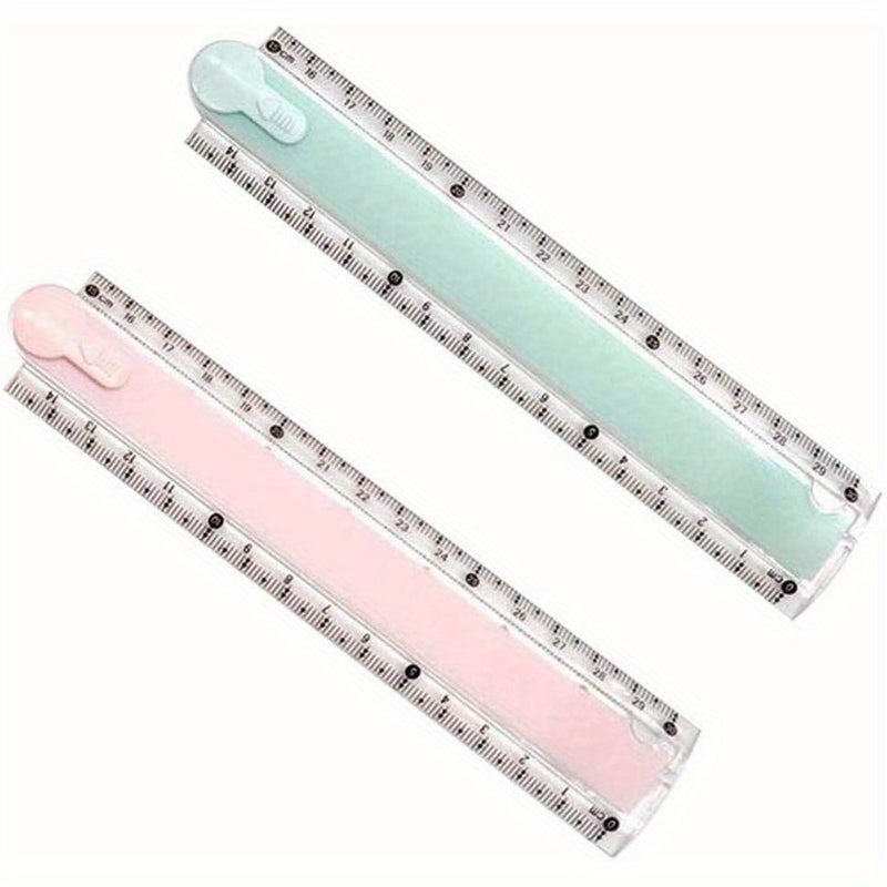 2 Pcs Green and Pink Transparent Plastic Folding Geometric Rulers for Students - Image 5