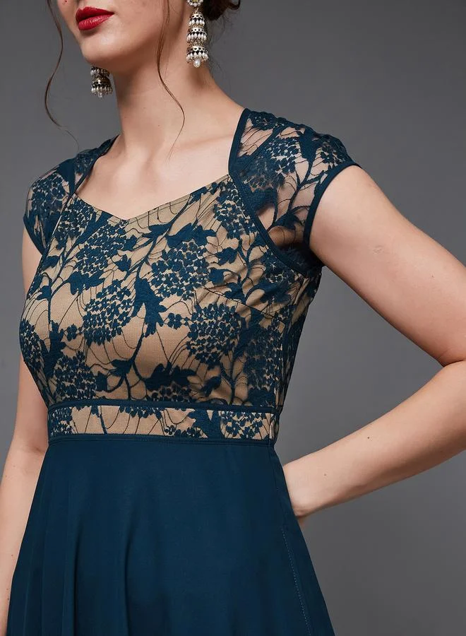 Miss Chase Lace Bodice Chiffon Dress